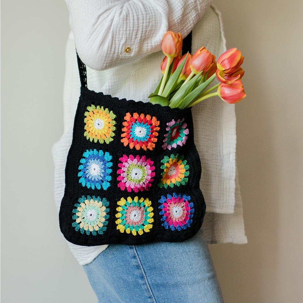 Colorful granny square purse